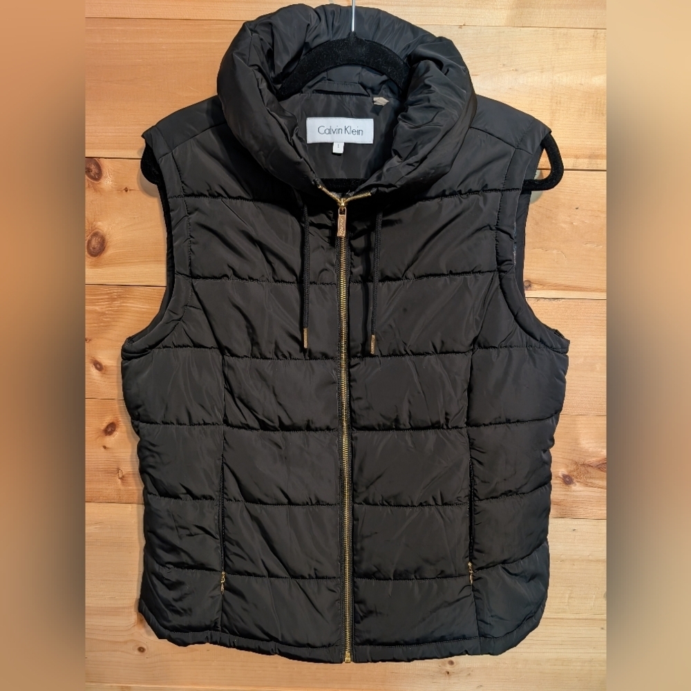 Calvin Klein Women's Black Quilted Vest Size L Nwot - Picture 2 of 3